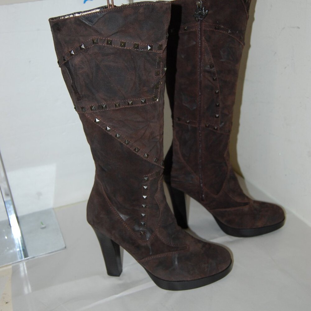 11❤️ Mark Nason oiled Leather Over Knee High Heels Tall Platform BOOTS OTK